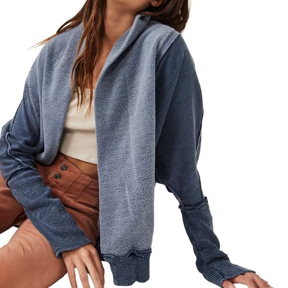 Free People Monday-Friday Cardi Oversized Sweatshirt Kimono NWT - S/M - Picture 4 of 7